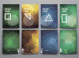 Canvas Print - Set of abstract brochures in poligonal style 