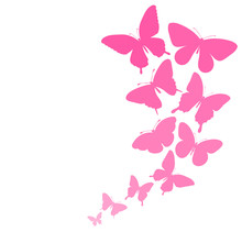 Background With A Border Of Butterflies Flying.