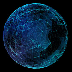 Wall Mural - abstract blue network globe. technology concept of global