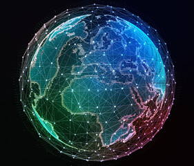 Wall Mural - Internet network around the planet