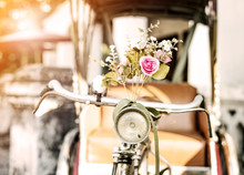Old Bicycle And Flowers, Vintage And Retro Style