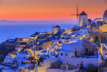 Santorini, Greece - Oia Village At Sunset