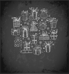 Wall Mural - Vintage card with gift boxes.