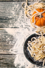 Wall Mural - Raw homemade pasta with pumpkin