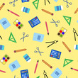 Seamless pattern with school, office icons. Colorful background iilustration.