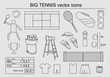 Set of big tennis vector icons