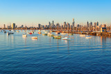 Fototapeta  - Melbourne skyline from St Kilda at sunset (Victoria, Australia)