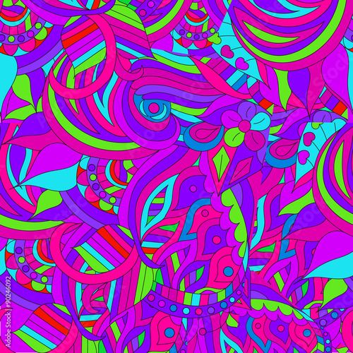 Fotografie, Tablou Seamless abstract hand-drawn wavy pattern, background.