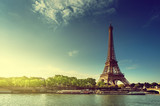 Fototapeta Paryż - Seine in Paris with Eiffel tower in sunrise time