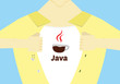 Java programming hero flat design. Advanced java programming conceptual illustration.Java language courses illustration.