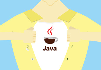 Wall Mural - java programming hero flat design. advanced java programming conceptual illustration.java language c