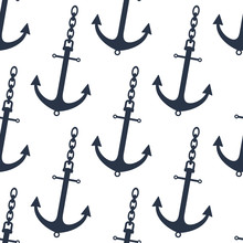 Gray Ship Anchors Seamless Pattern