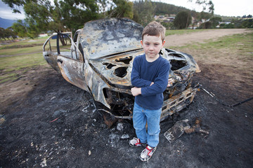 Wall Mural - Burnt Out Car