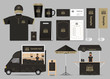 concept for coffee shop and  restaurant  identity mock up template. card .menu.polo shirt.vector