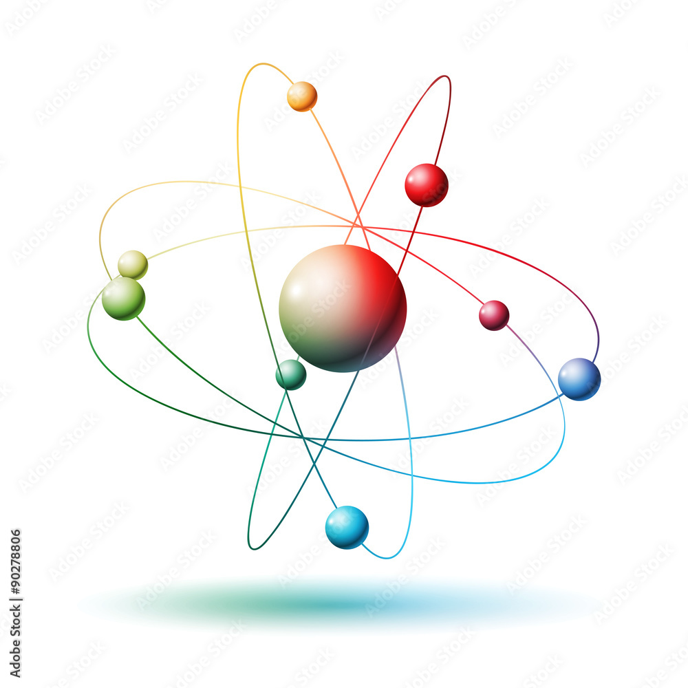 kolorowy atom wektor - obrazy, fototapety, plakaty 