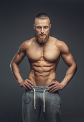 Poster - Shirtless muscular guy with beard.