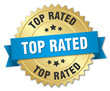 top rated 3d gold badge with blue ribbon