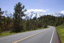 Roadway To Grand Tetons National Park, Wyoming