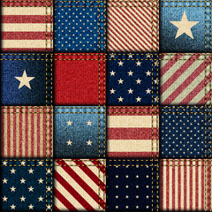 Fototapete - Patchwork of American flag.