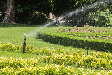 the sprinkler in garden