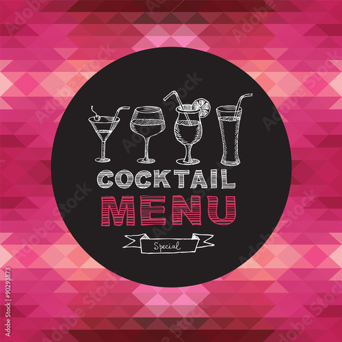 Tapeta ścienna na wymiar Cocktail bar menu, template design.Vector illustration.