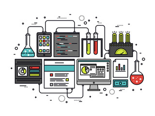 Wall Mural - Content research line style illustration