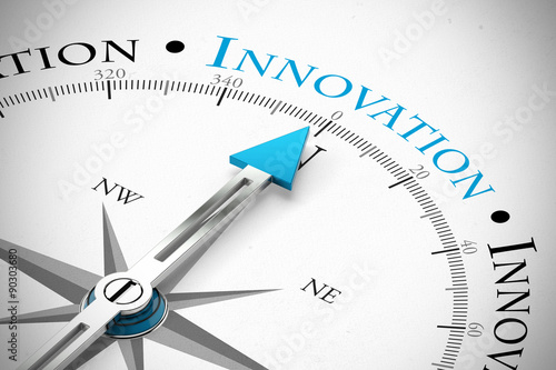 Fotografía Compass pointing to direction of innovation