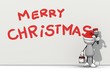 © ullrich - little sketchy man with santa hat painting merry christmas on a wall