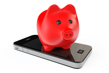 Poster - Piggy Bank with Mobile Phone