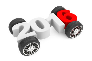 Poster - 2016 year concept with car wheels