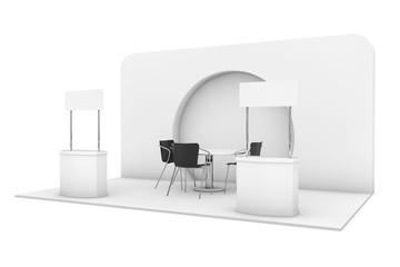 Poster - Trade Commercial Exhibition Stand. 3d rendering