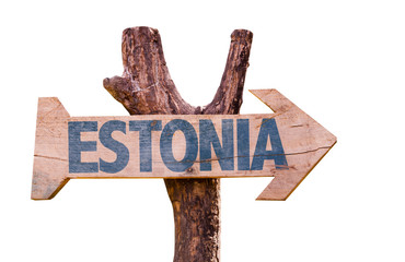 Wall Mural - Estonia wooden sign isolated on white background