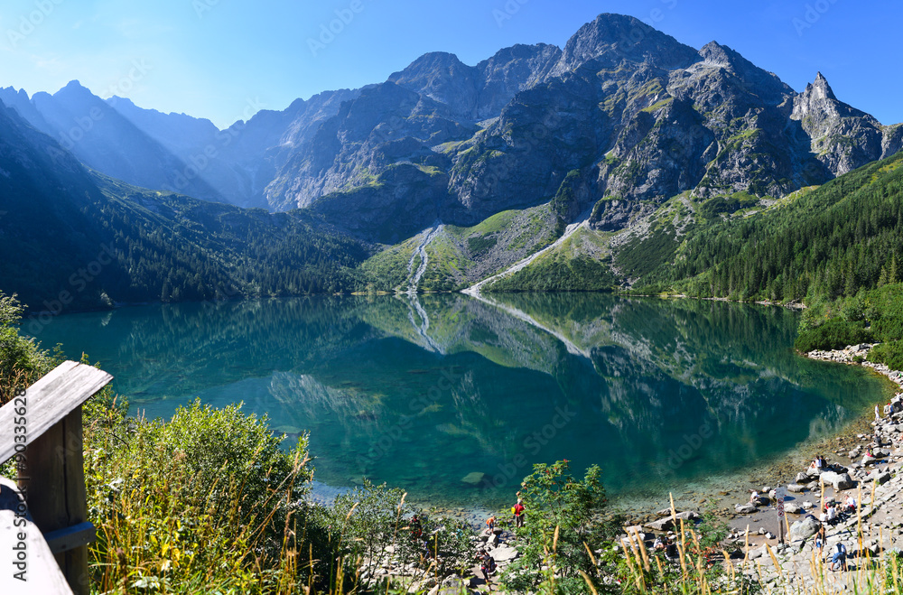 Morskie Oko - lake in Tatra Mountains - obrazy, fototapety, plakaty 