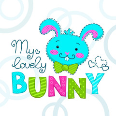 Canvas Print - Funny childish illustration with bunny face