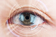Close-up eye the future cataract protection , scan, contact lens