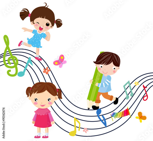 Naklejka dekoracyjna Music and children