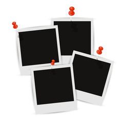 Wall Mural - Four photo frames on the wall with shadow