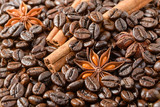 Fototapeta Boho - coffee beans and cinnamon sticks