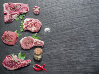 Wall Mural - Raw meat with spices.