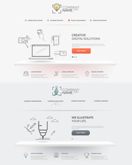 Wall Mural - Set of two front pages of website with personal company concept logo and icons