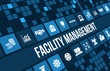 Facility management concept image with business icons and copyspace.