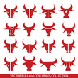 Red bull head - graphic icon collection. Bulls and cows heads, isolated. As quality sign,symbol, tattoo.