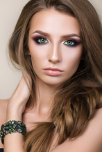 Beauty Portrait Of Young Pretty Girl With Green Eyes