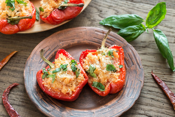 Wall Mural - Stuffed red bell peppers with white rice and cheese