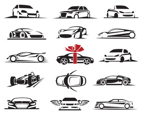 set of fifteen car icons