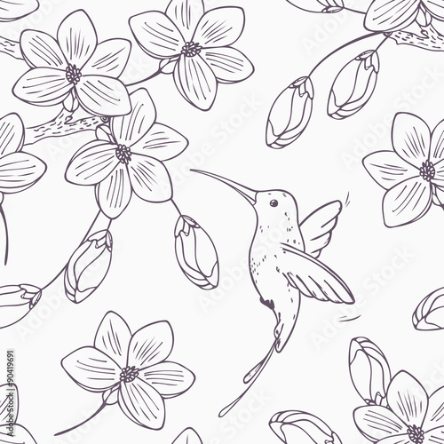 hand-drawn-monochrome-version-of-seamless-pattern-with-humming-bird-colibri-and-flowers