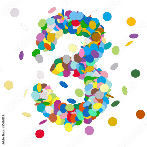 Abstract Colorful Vector Confetti Number Three 3 Abstrakte Konfetti
