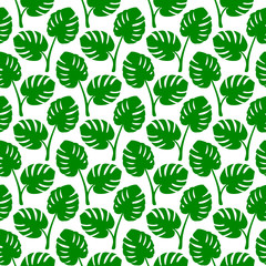 Wall Mural - Retro Seamless Pattern Monstera Green