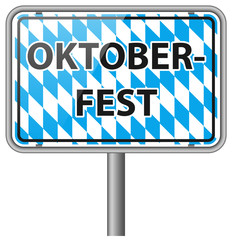 Wall Mural - Oktoberfest Schild mit Bayern Flagge Vektor