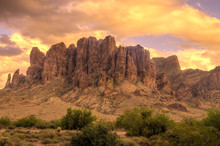 AZ-Superstition Mountain Wilderness, Lost Dutchman State Park. This Image Was Captured At My Campsite At Lost Dutchman During A Spectacular Sunset.